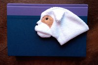 Bulldog used as a bookmark.