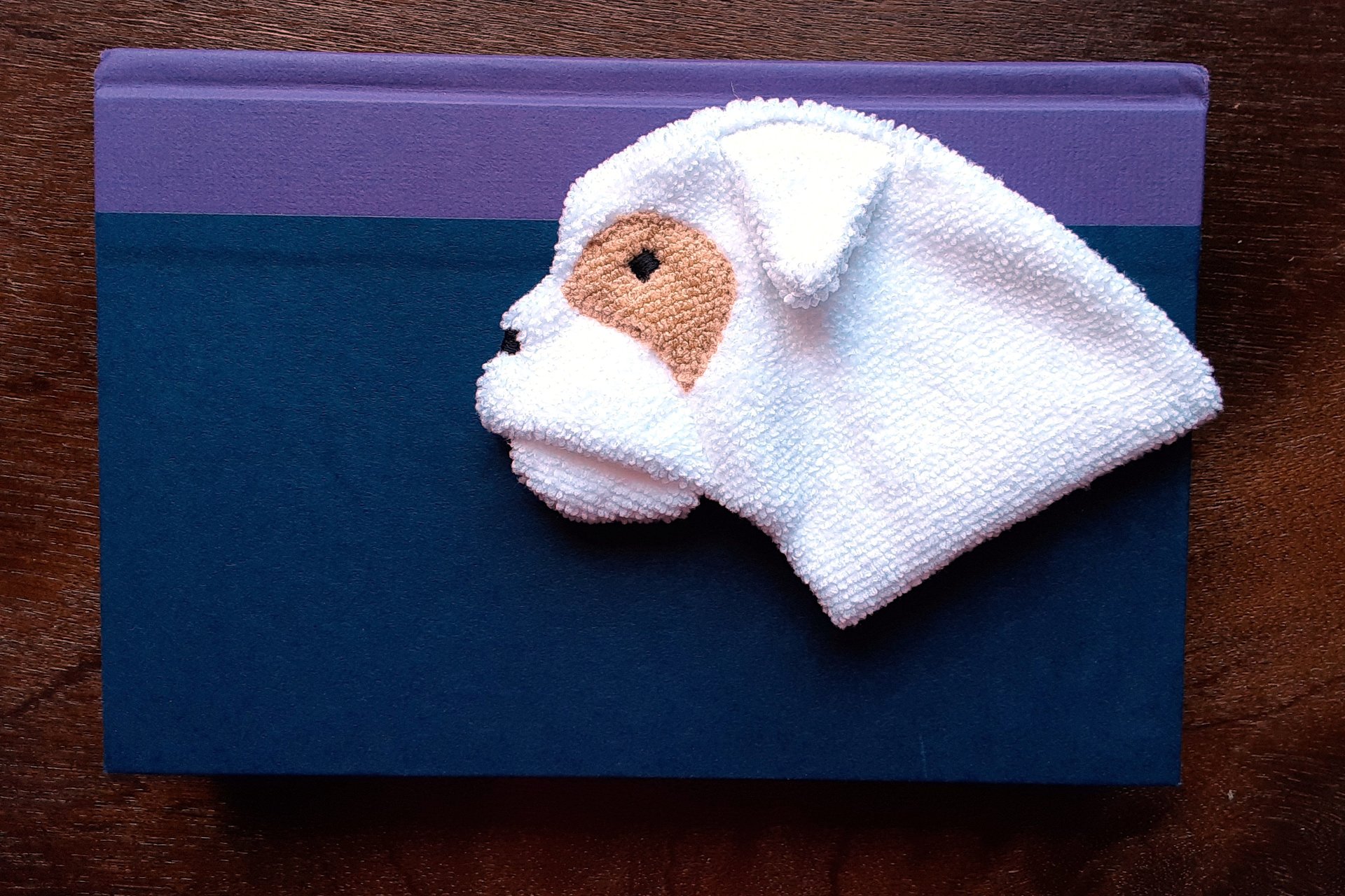 Bulldog used as a bookmark.