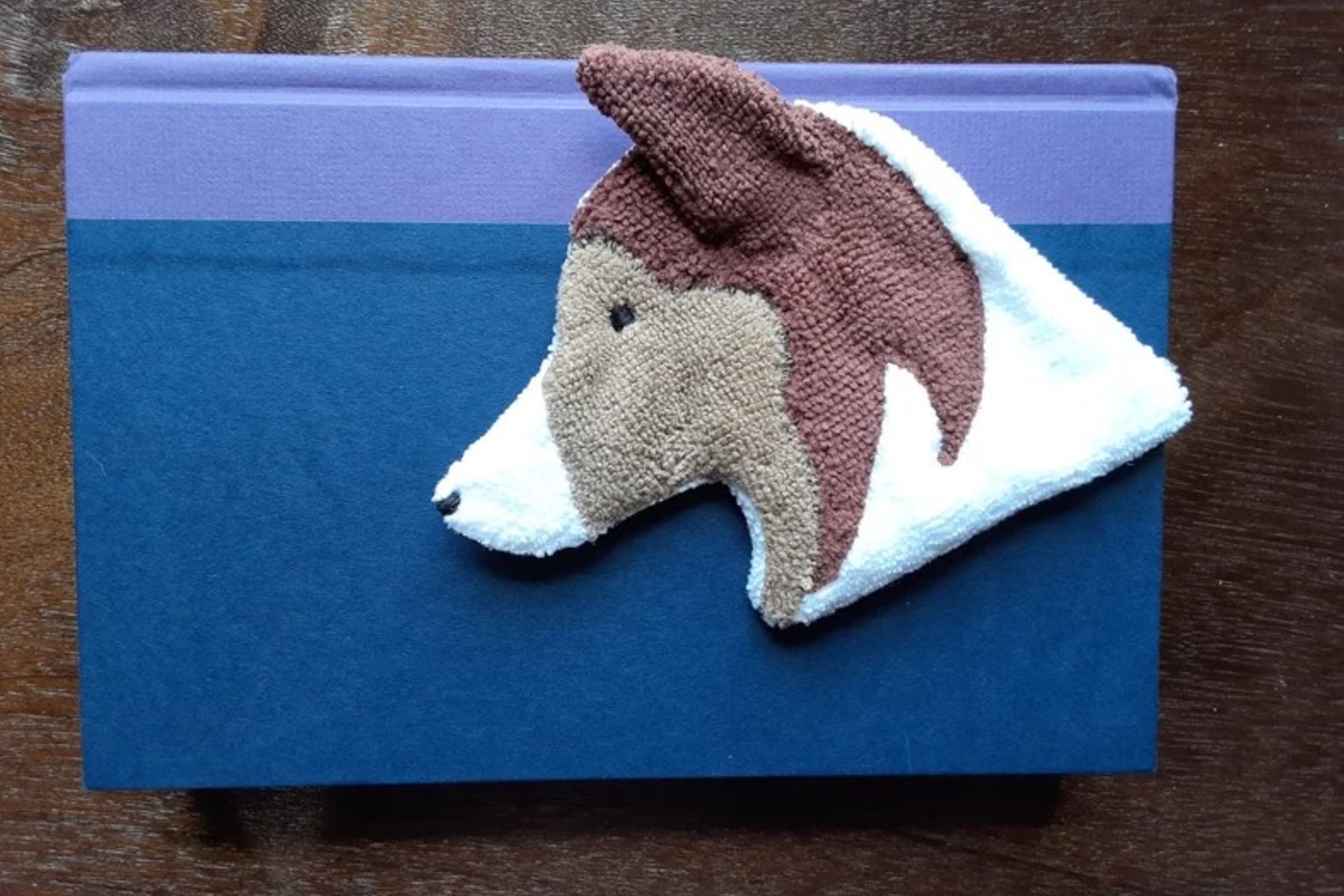 Smudge Dog used as bookmark.