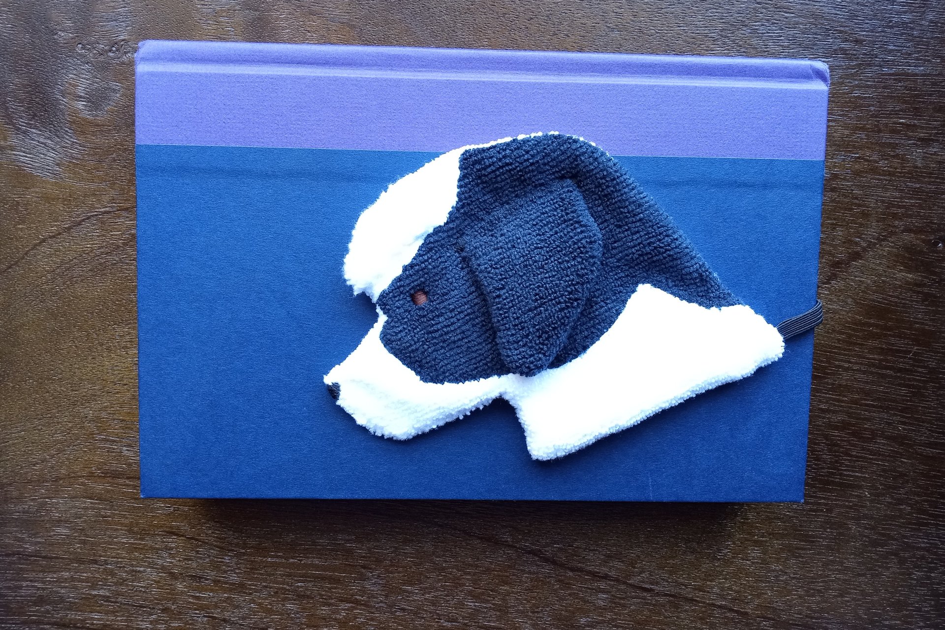 Smudge Dog used as bookmark.