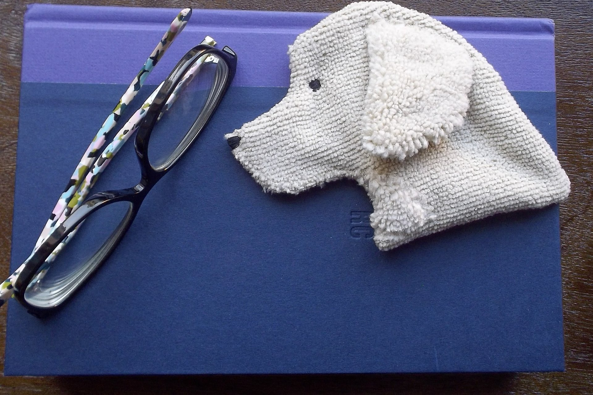 Smudge Dog used as a bookmark.